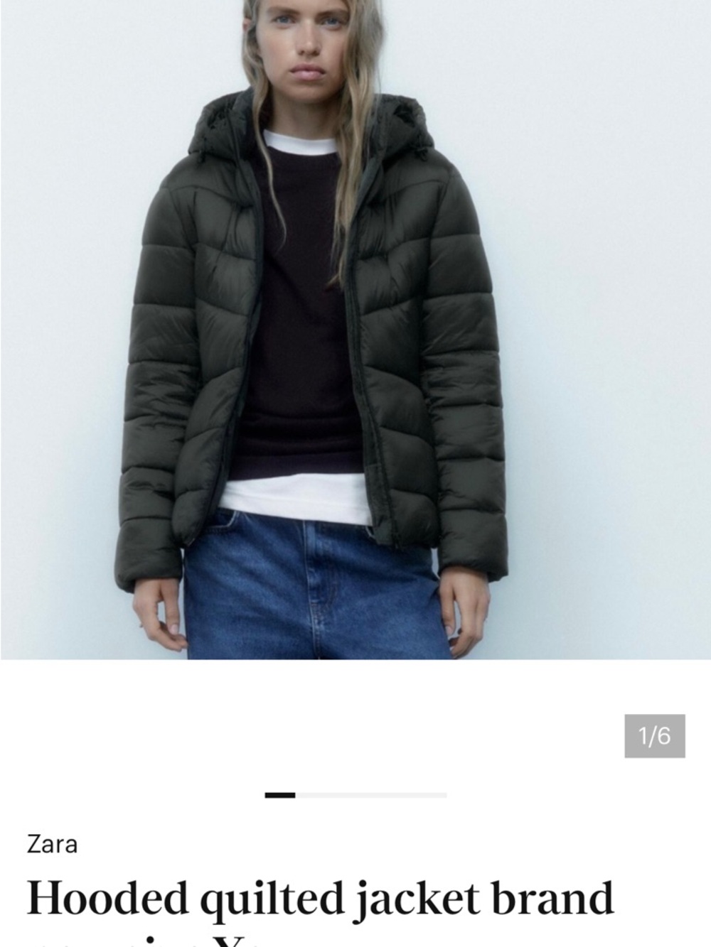 Zara Hooded Quilted Puffer Jacket - Olive Green